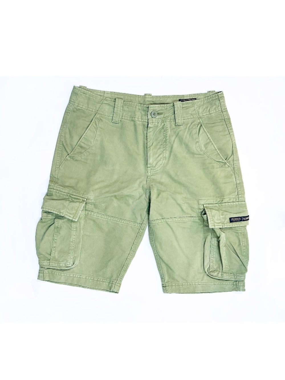 SUPERDRY Mens W32 W34 Core Cargo Shorts Faded Olive Khaki Green Utility Gorpcore